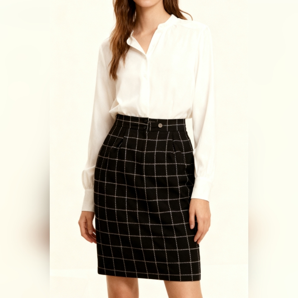Vintage Emanuel Ungaro Black and White Pencil Skirt